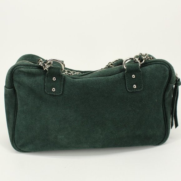 Forest Green Suede Chain Strap Purse - Picture 4 of 6
